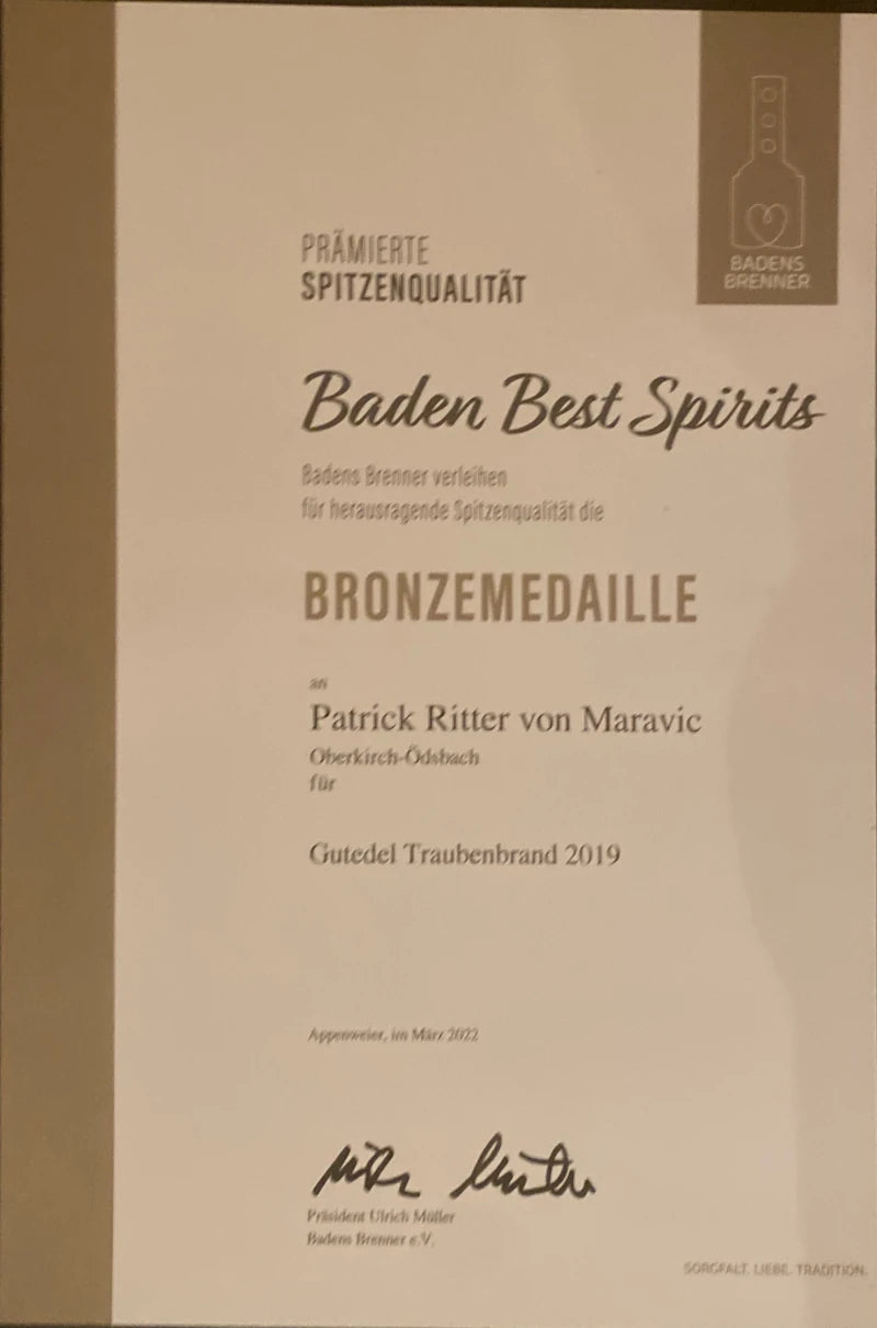 2019 Gutedel Traubenbrand aus dem Markgräfler Land