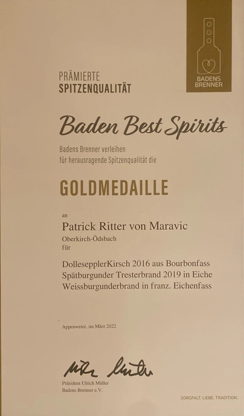 2016 Schwarzwälder Dolleseppler Kirschbrand im amerikanischem Bourbonfass